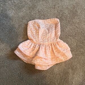 Pink Ruffle Strapless Top XS
